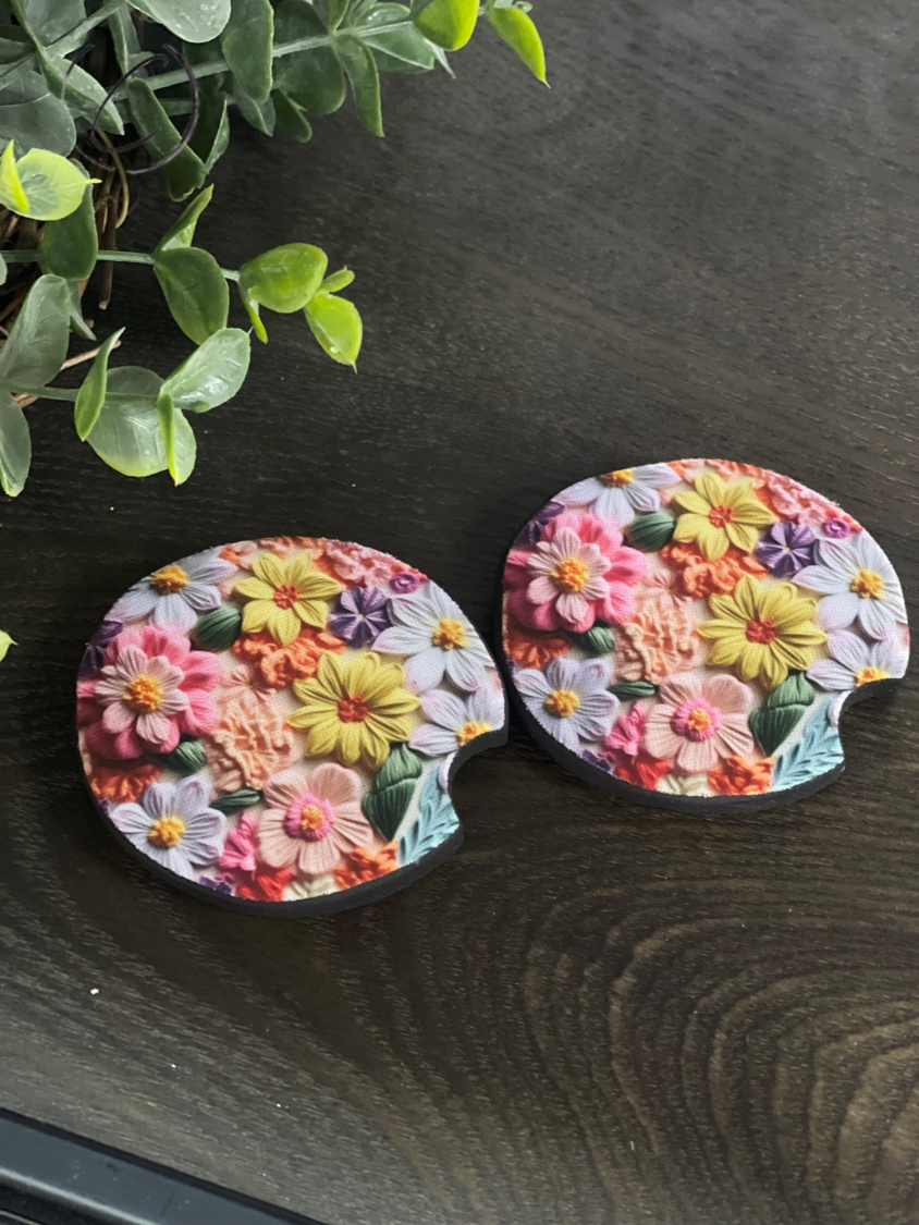 3D Primerose & Daisy Car Coaster Set