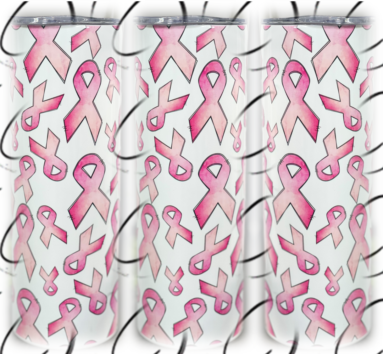 Breast Cancer Awareness Ribbon 20oz UV Pink Skinny Tumbler
