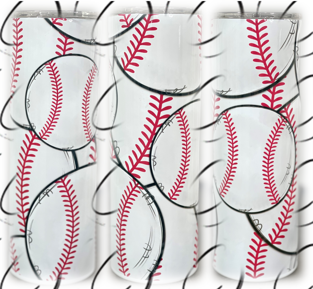 Hand Drawn Baseballs 20oz Skinny Tumbler