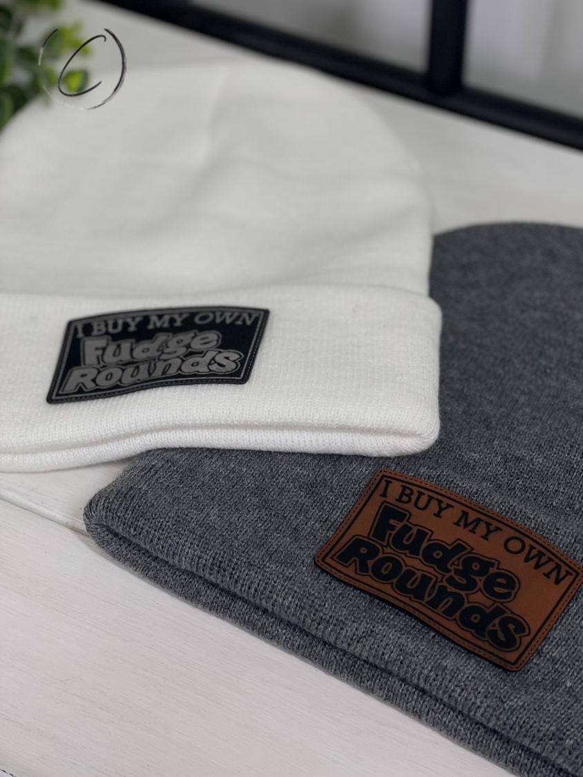 I Buy My Own Fudge Rounds Patch Beanie