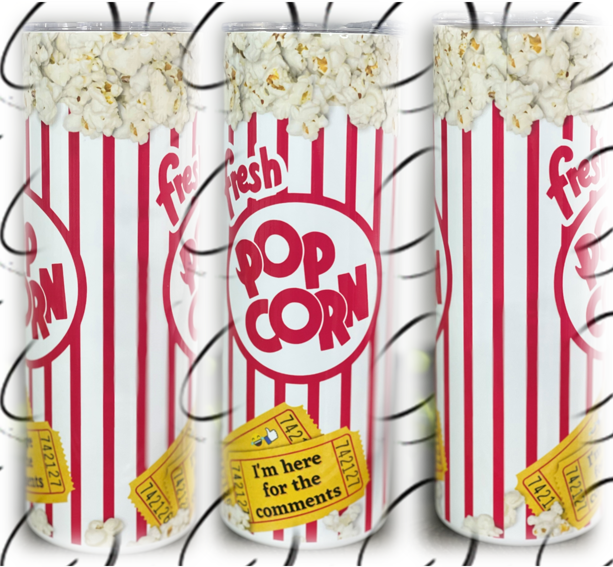 I'm Here For The Comments Popcorn 20oz Skinny Tumbler