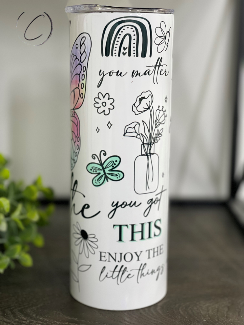 Just Breathe Butterfly 20oz Skinny Tumbler