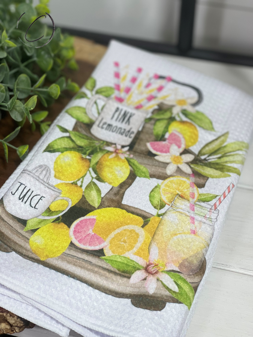 Lemonade Tier Tray Waffle Weave Tea Towel