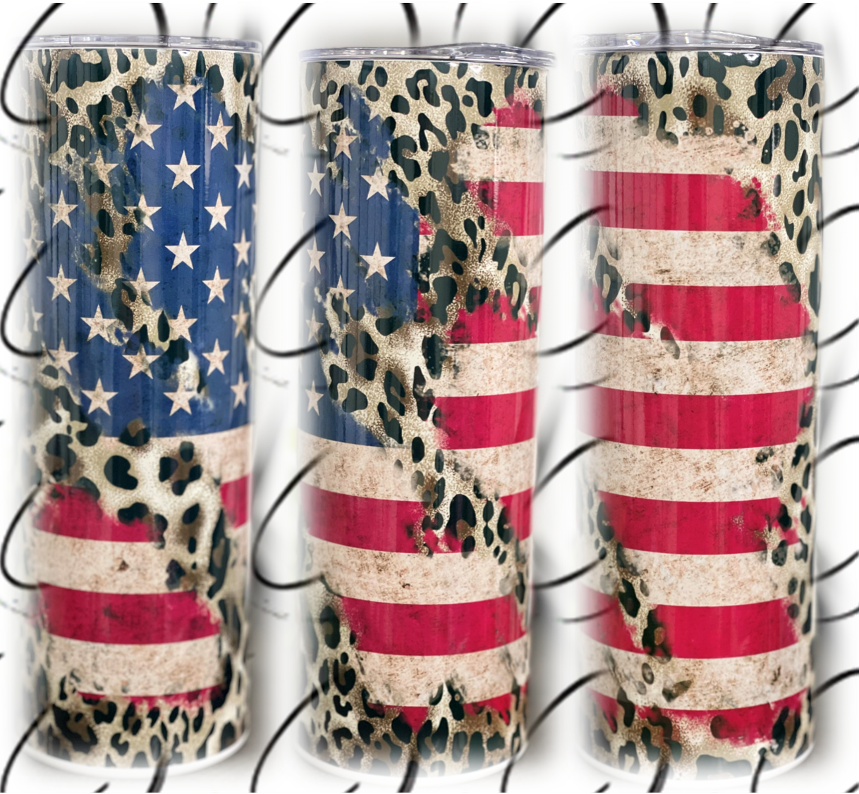 Leopard American Flag 20oz Skinny Tumbler