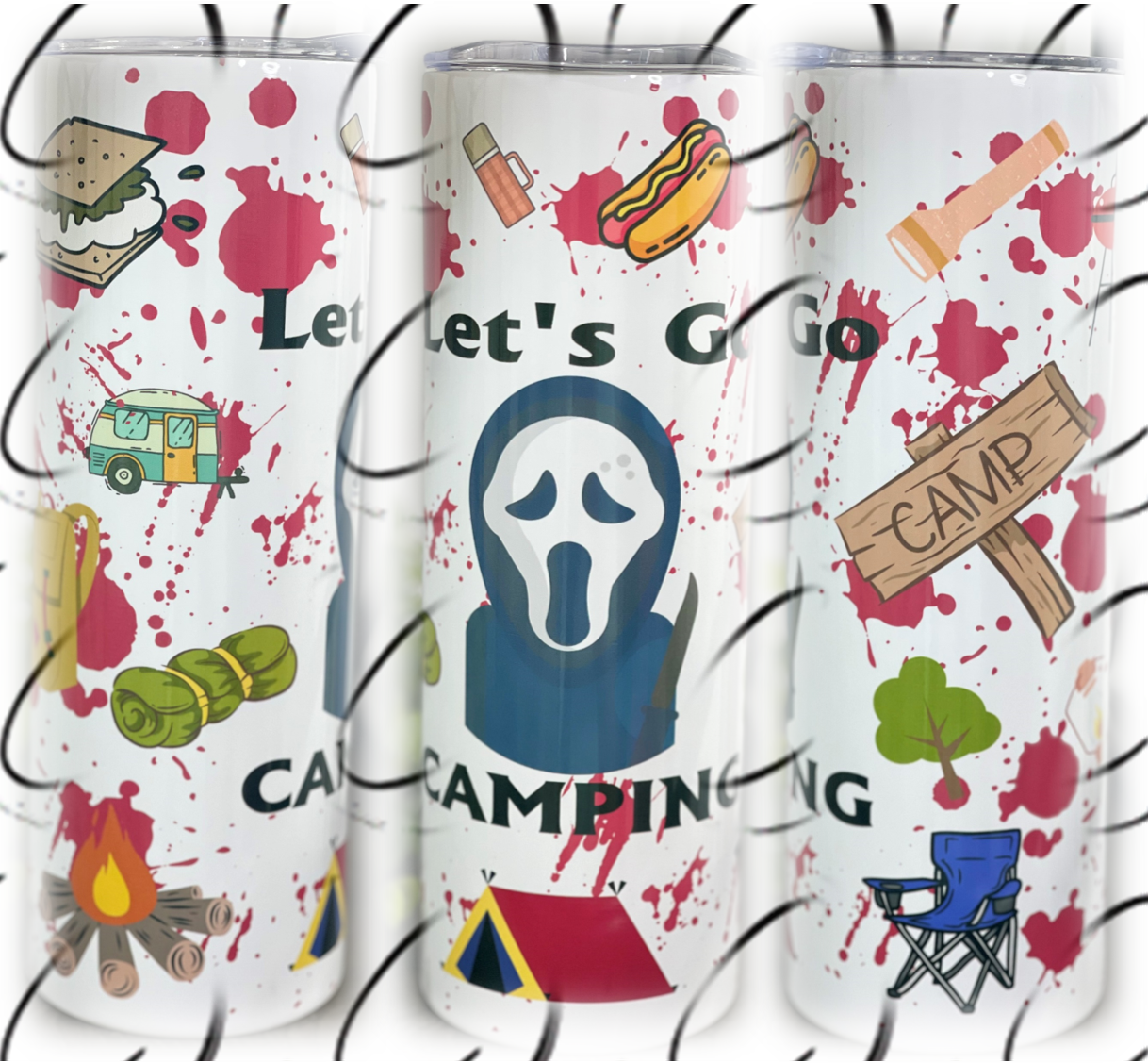 Let's Go Camping Horror 20oz Skinny Tumbler