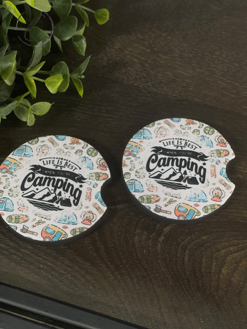 Life Is Best Camping Car Coaster Set