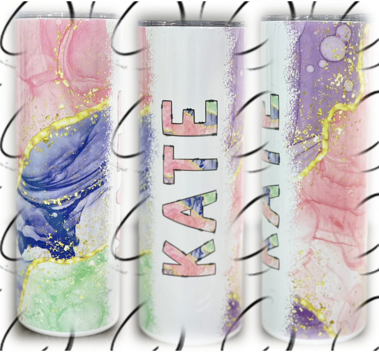 Rainbow Agate Custom Name 20oz Skinny Tumbler