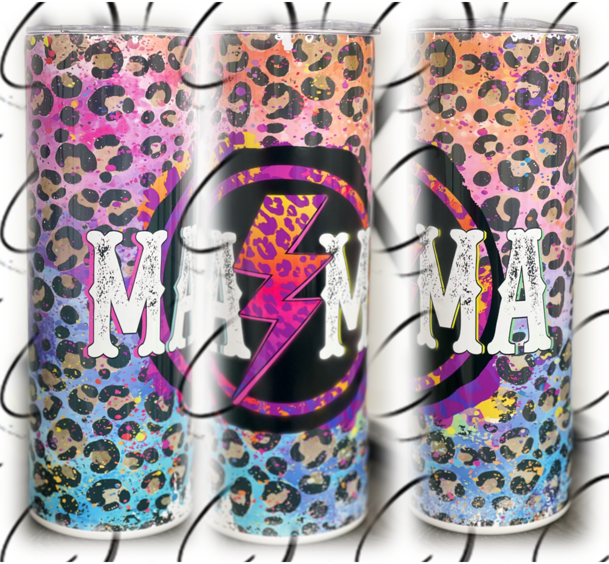 Rainbow Cheetah Mama Rocks 20oz Skinny Tumbler