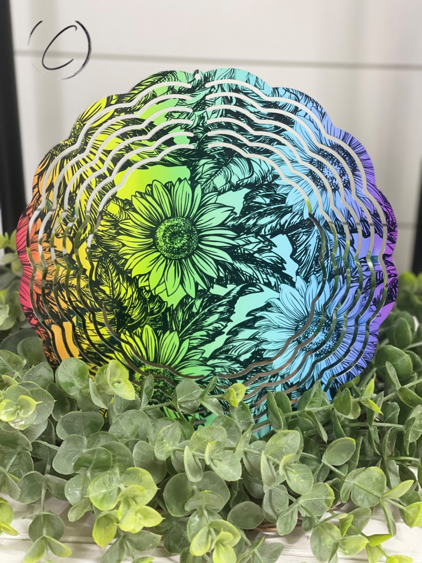 Rainbow Sunflowers Wind Spinner