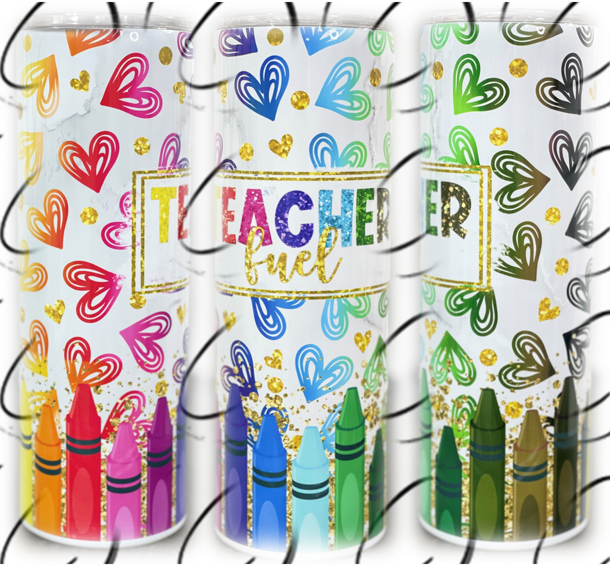 Rainbow Teacher Fuel 20oz Skinny Tumbler