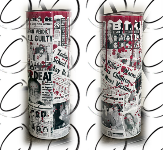 Serial Killer Newspaper 20oz Skinny Tumbler