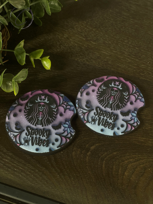 Spooky Vibes Inflated Car Coaster Set