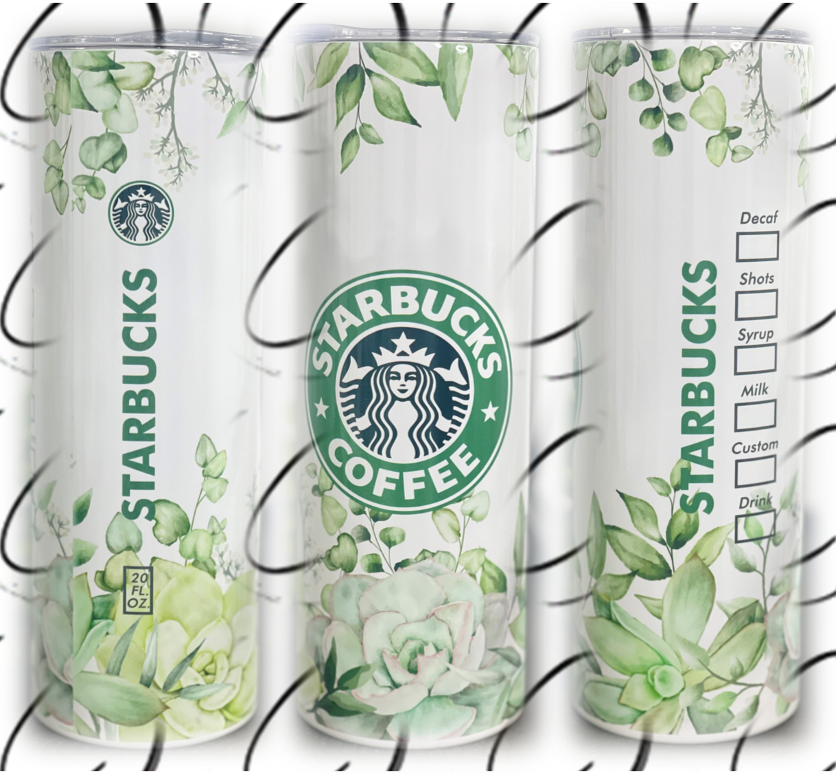 Succulent Starbucks 20oz Skinny Tumbler