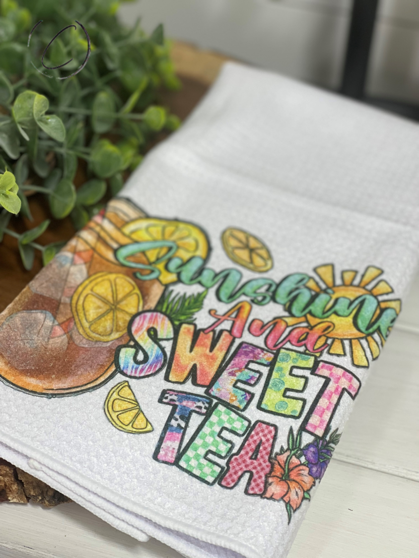 Sunshine & Sweet Tea Waffle Weave Tea Towel