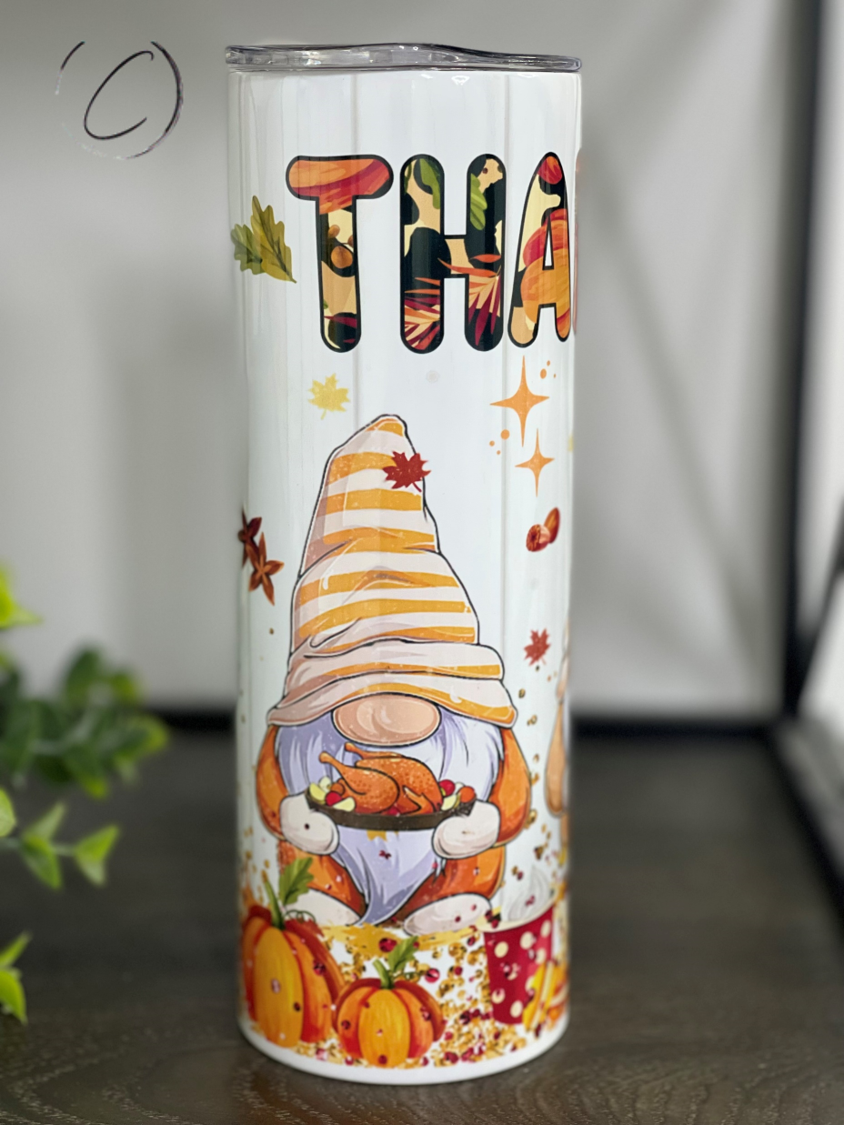 Thankful Gnomes 20oz Skinny Tumbler