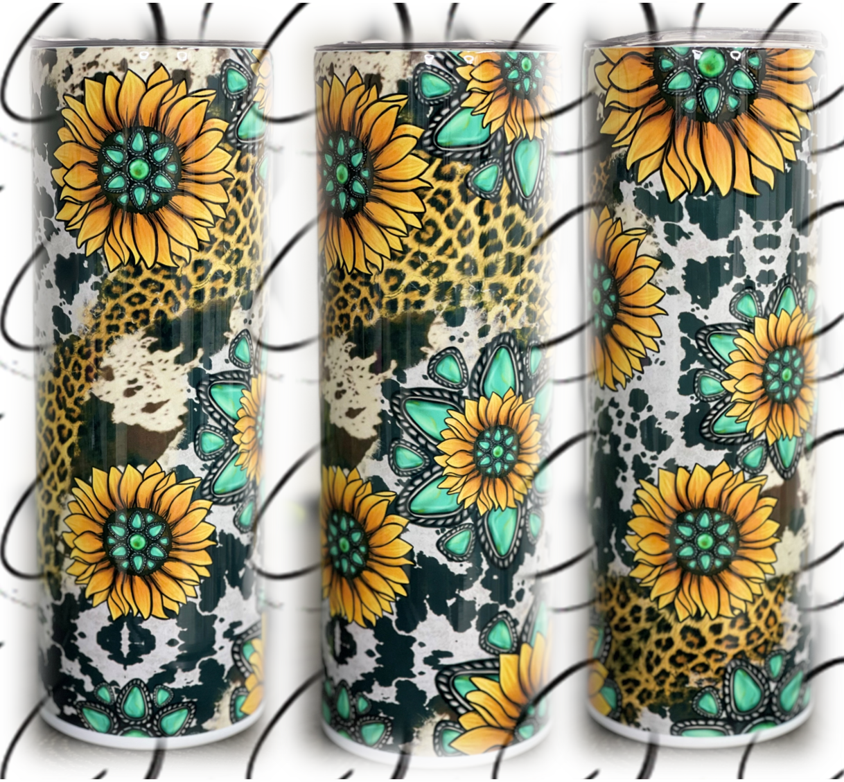 Turquoise Sunflower 20oz Skinny Tumbler