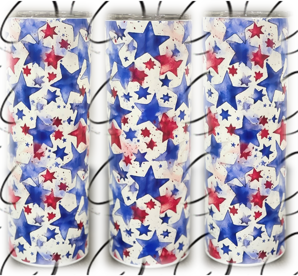 Watercolor Patriotic Stars 20oz Skinny Tumbler