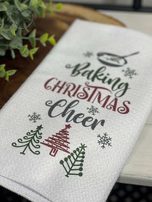 Baking Christmas Cheer Waffle Weave Tea Towel