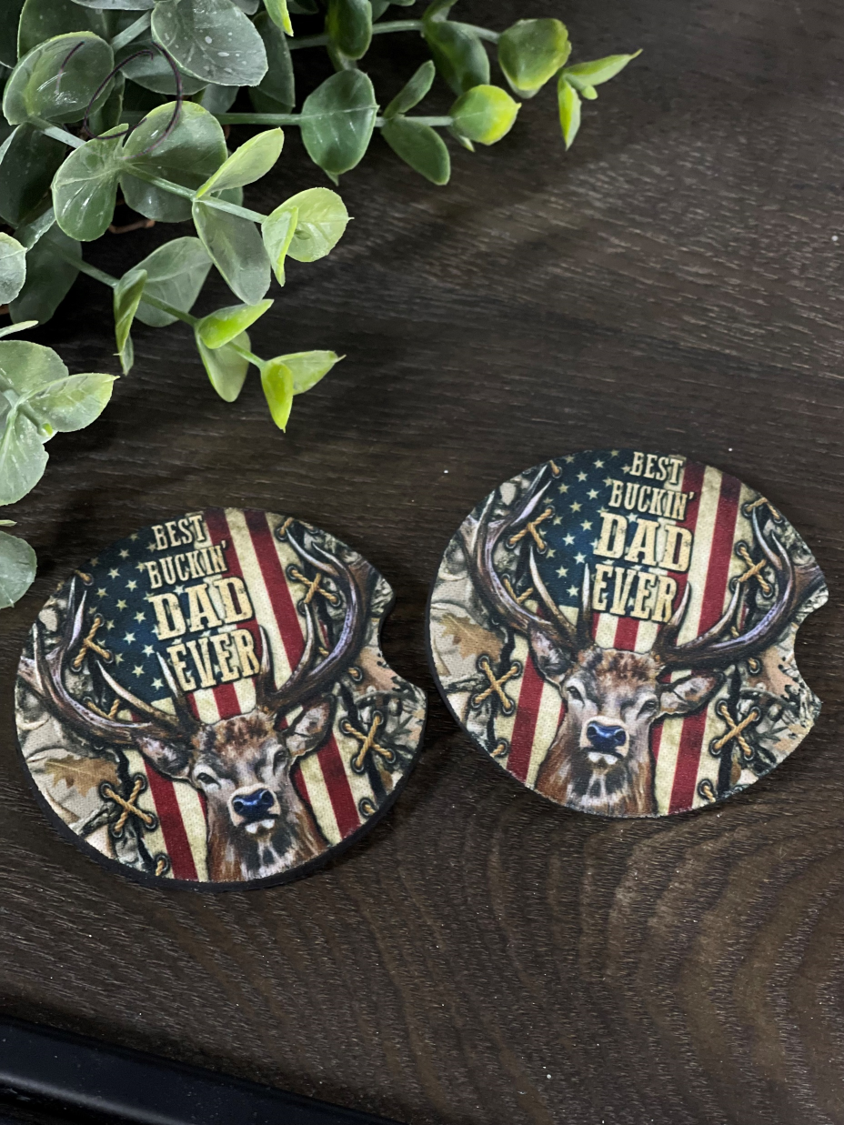 Best Buckin' Dad Car Coaster Set