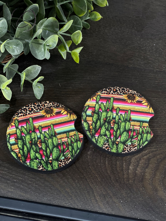 Cactus Serape Car Coaster Set