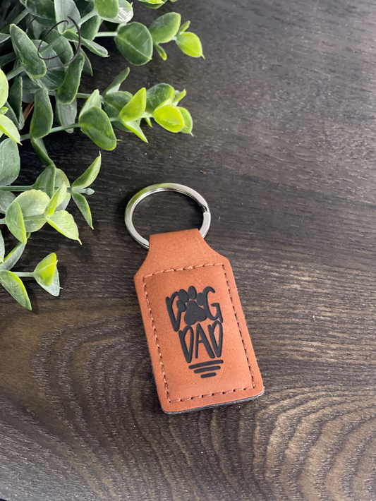 Dog Dad Leather Keychain