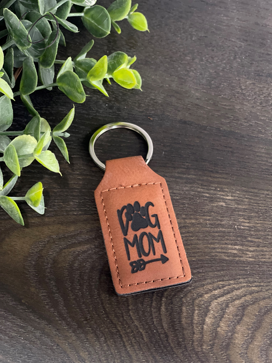 Dog Mom Leather Keychain