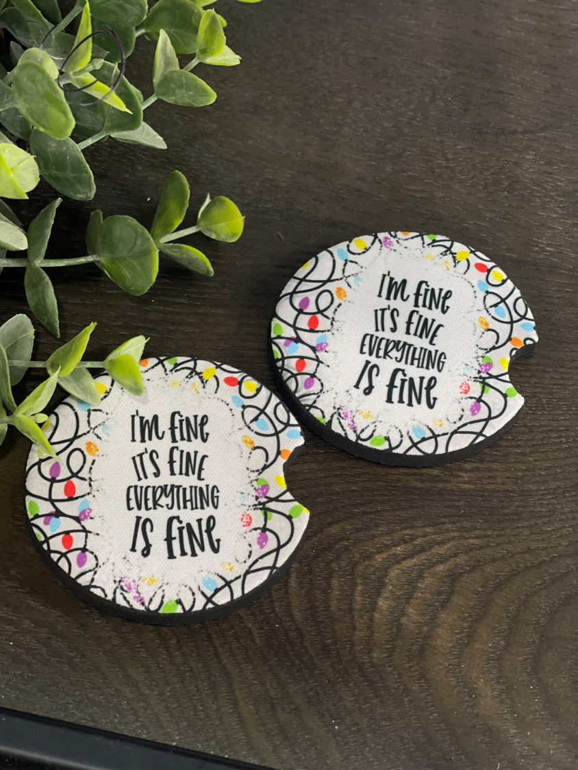 Everything Is Fine Car Coaster Set