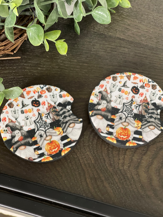 Halloween Gnomes Neoprene Car Coaster Set