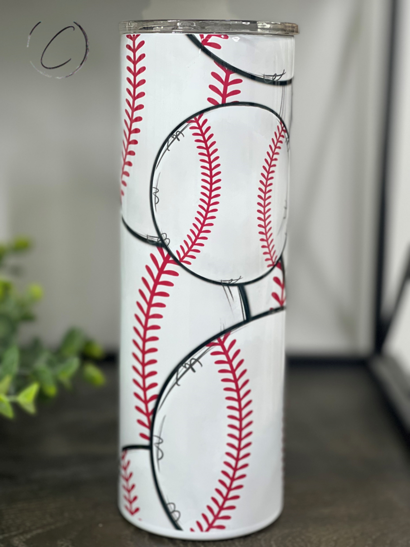 Hand Drawn Baseballs 20oz Skinny Tumbler