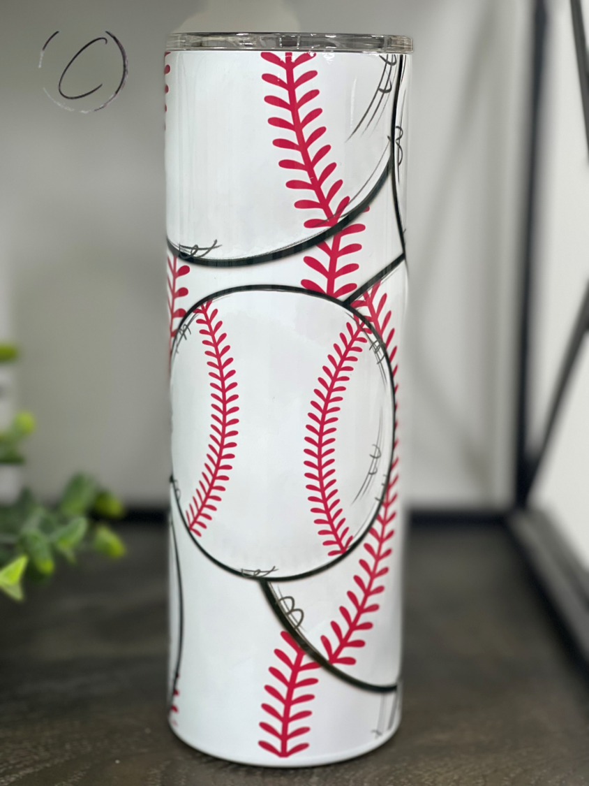 Hand Drawn Baseballs 20oz Skinny Tumbler