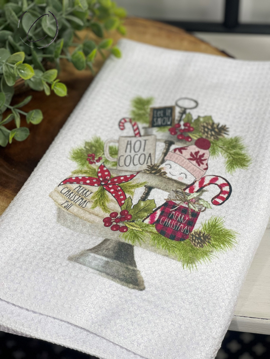 Holiday Tier Tray Waffle Weave Tea Towel