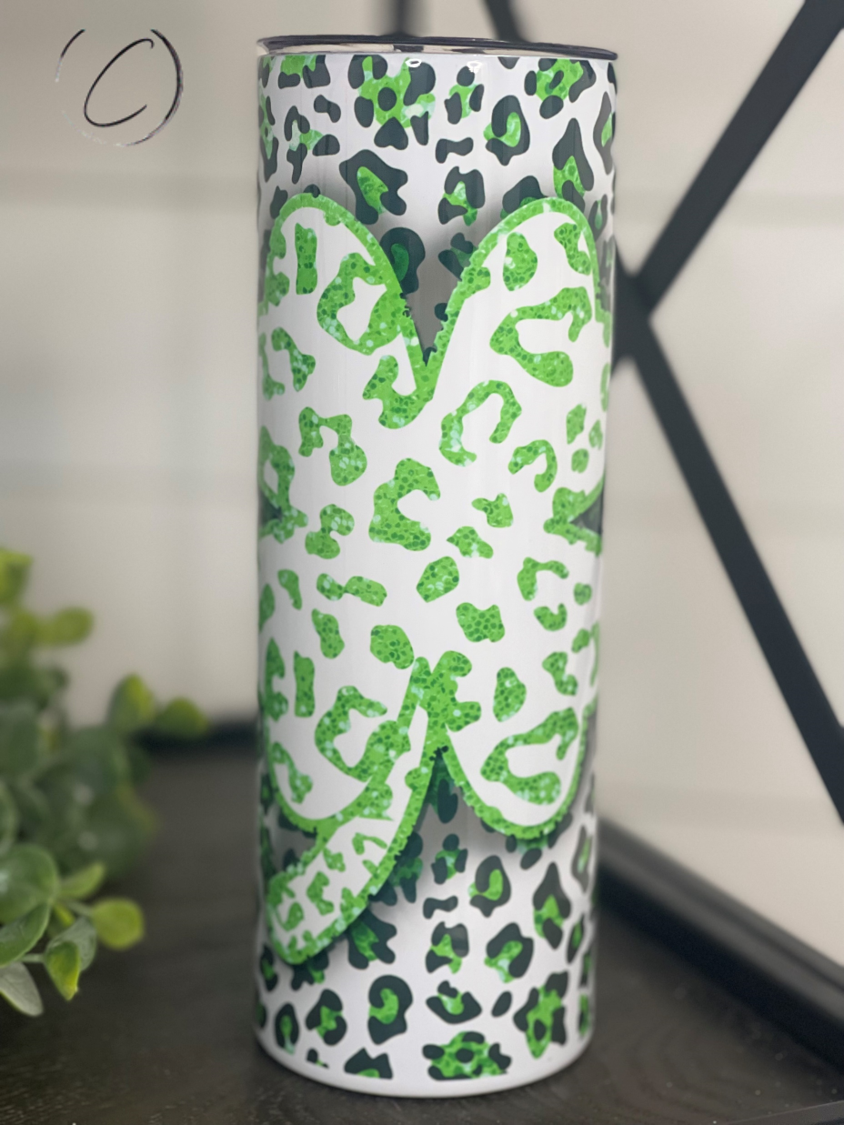 Leopard Shamrock 20oz Skinny Tumbler