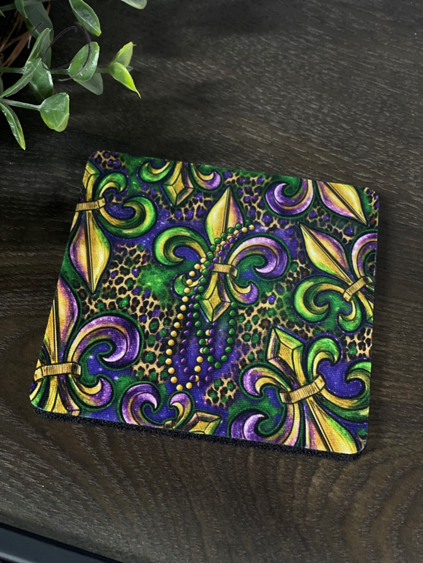 Mardi Gras Fleur-de-lis Home Coaster Set