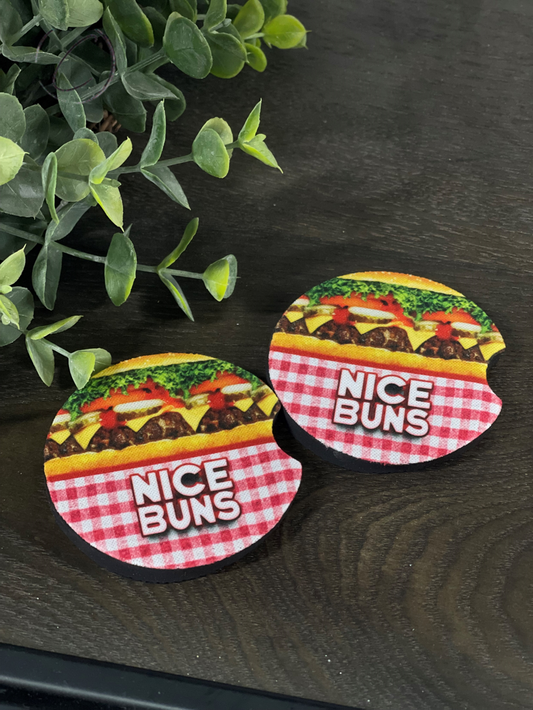 Nice Buns Car Coaster Set