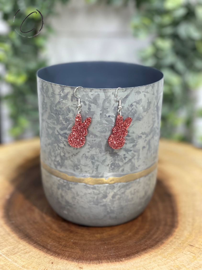 Peeps Rose Gold Glitter Dangle Earrings