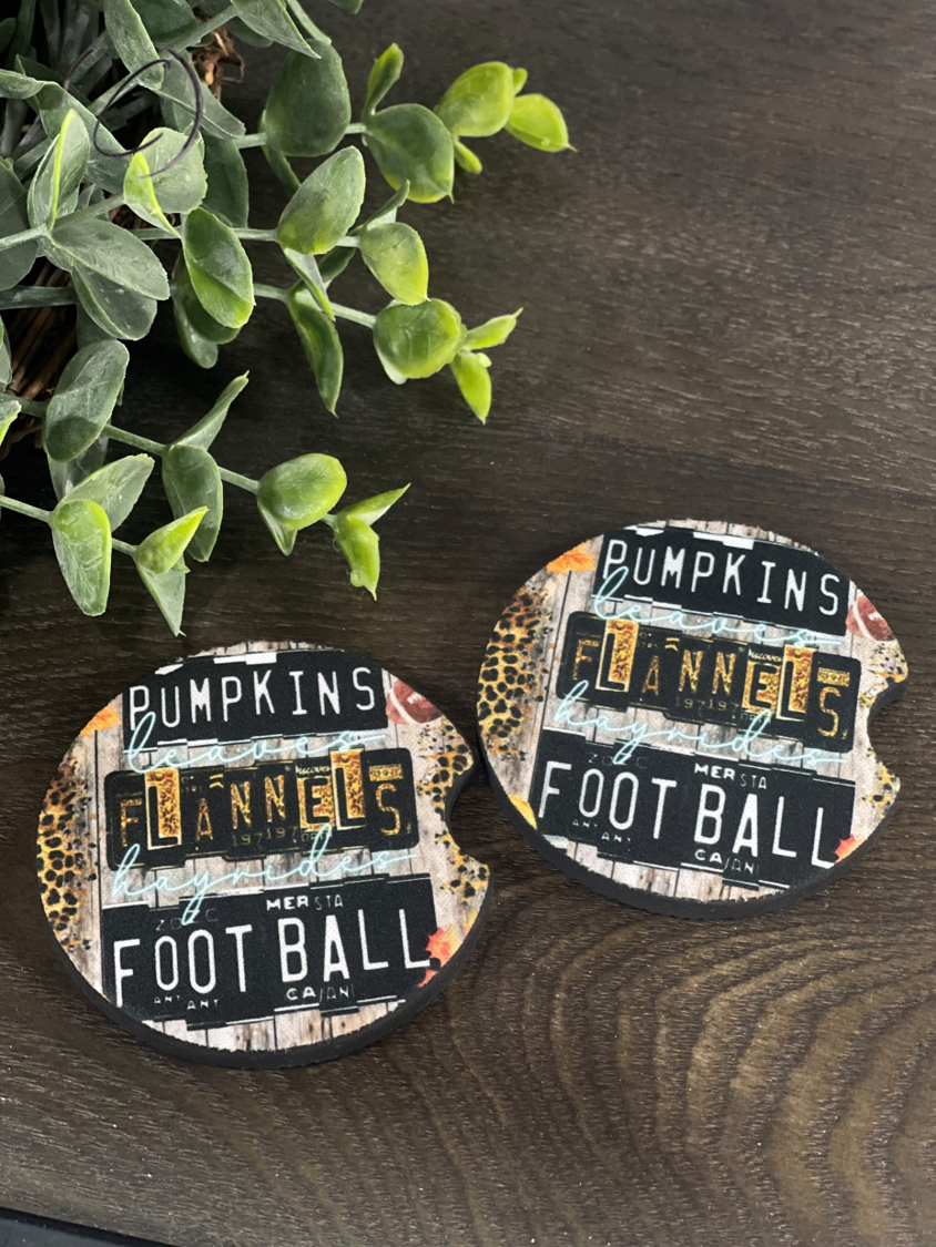 Pumpkins, Flannels, Football Car Coaster Set