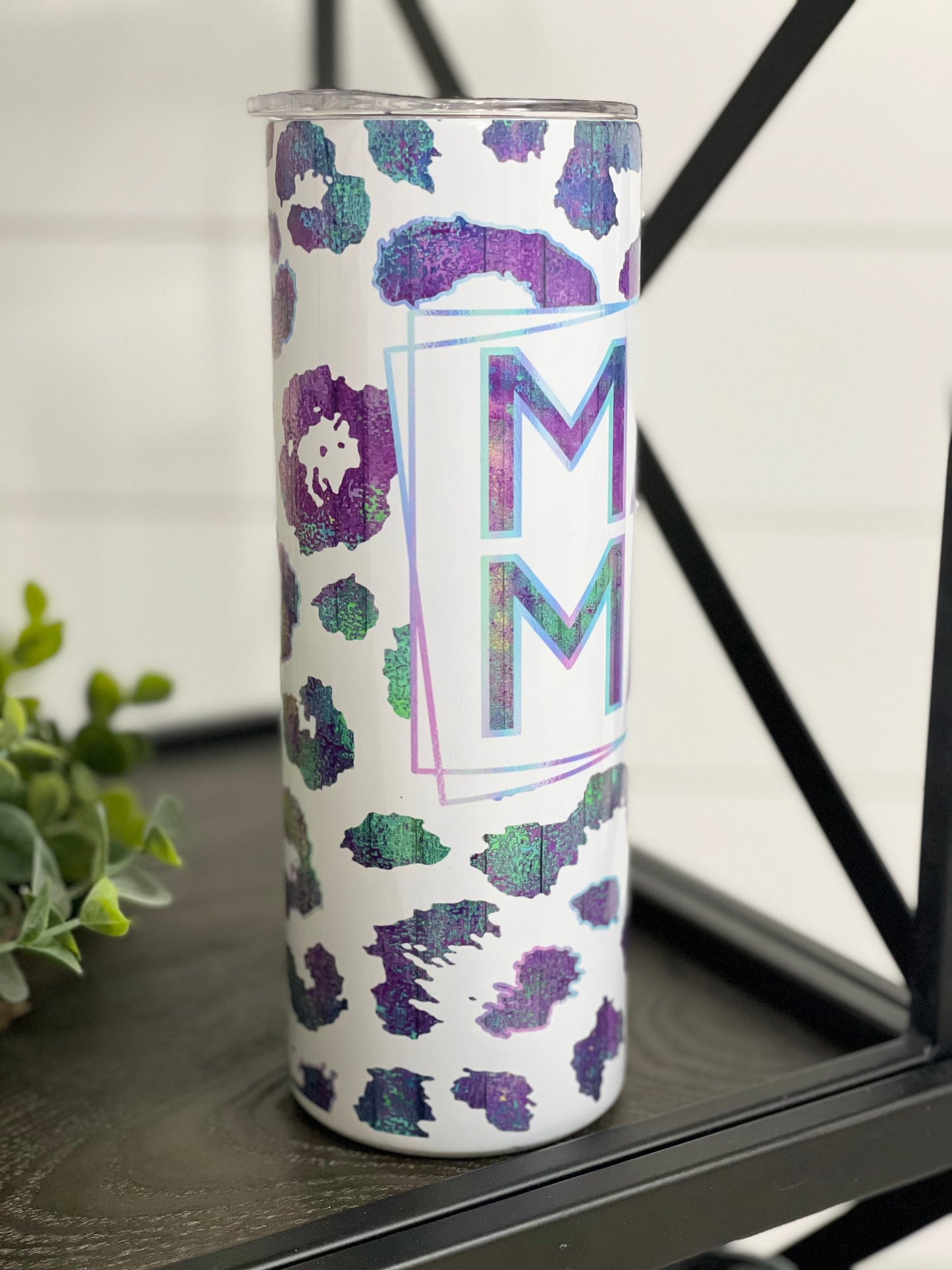 Purple Leopard Mama 20oz Skinny Tumbler