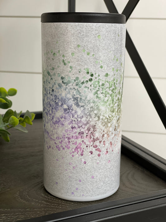 Rainbow Glitter Skinny Can Cooler