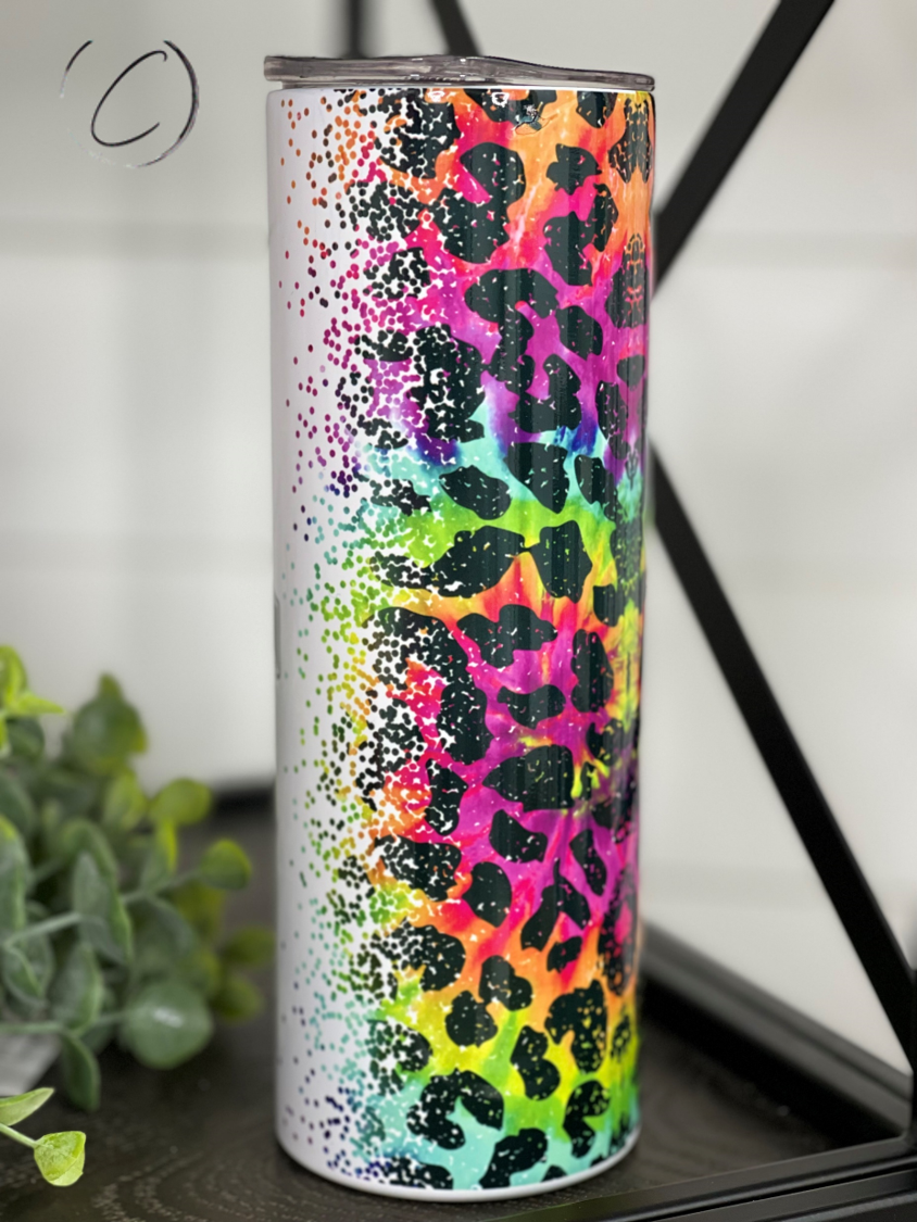 Rainbow Leopard Mama Rocks 20oz Skinny Tumbler