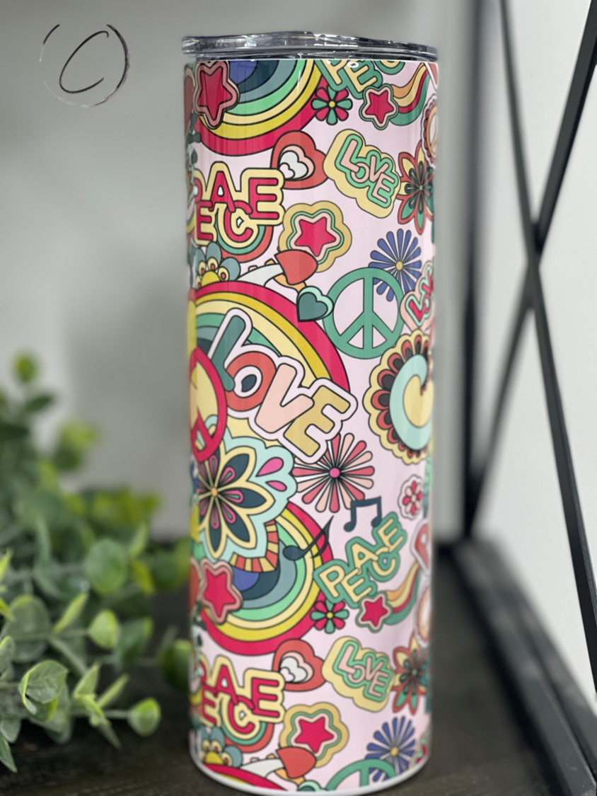 Retro Peace & Love 20oz Skinny Tumbler