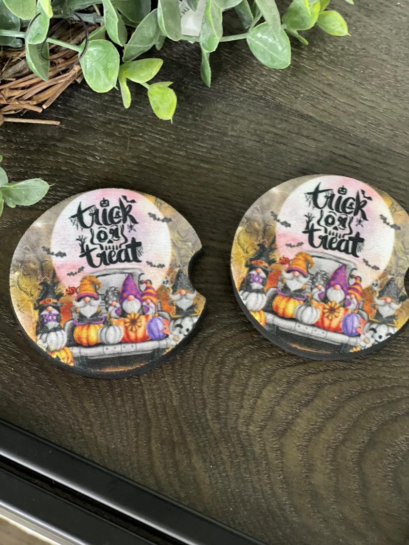 Trick Or Treat Gnomes Neoprene Car Coaster Set