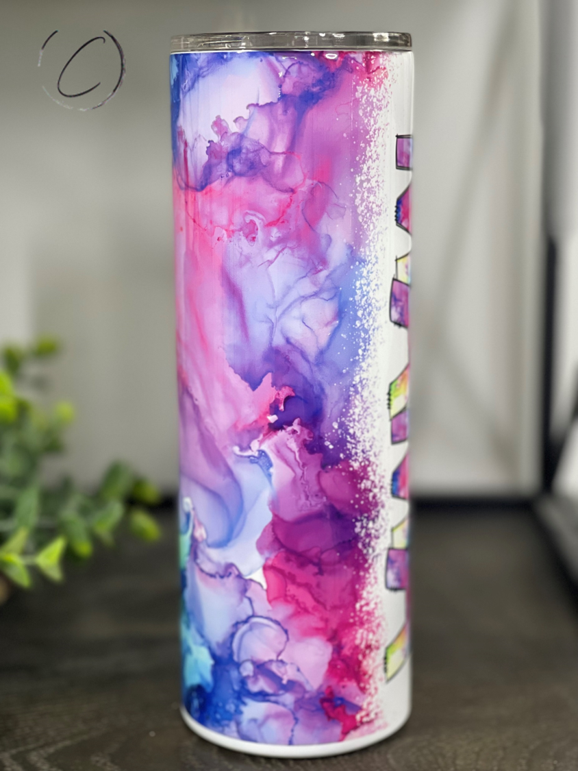 Vibrant Alcohol Ink Mama 20oz Skinny Tumbler