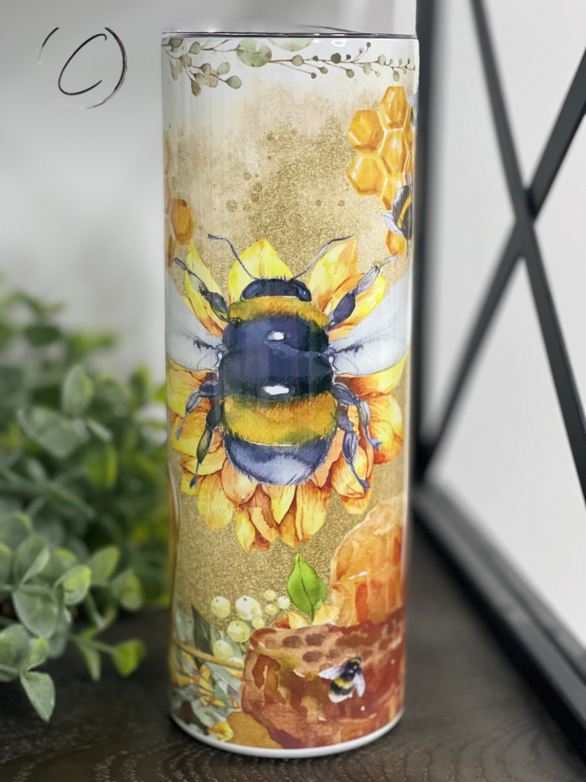 Watercolor Honey Bee 20oz Skinny Tumbler