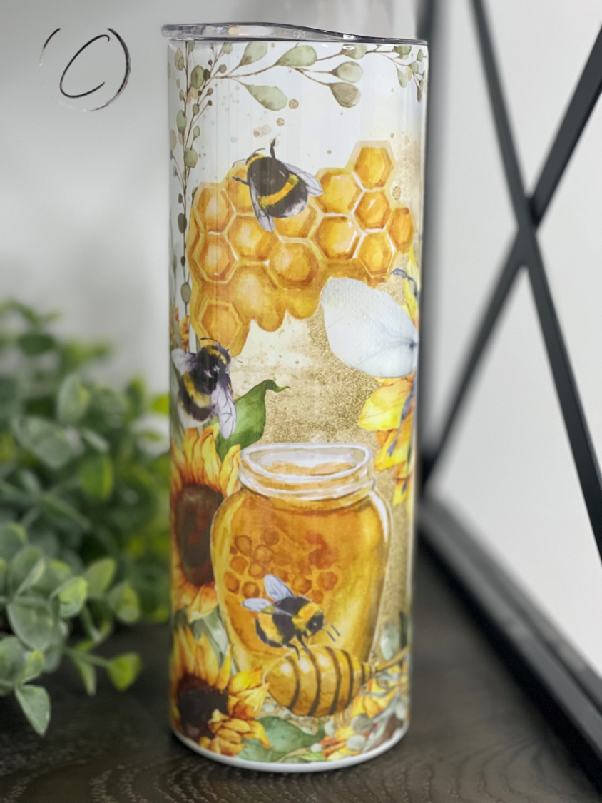 Watercolor Honey Bee 20oz Skinny Tumbler
